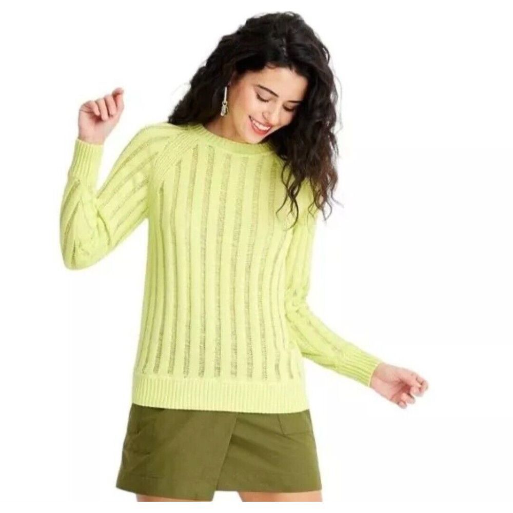 Future Collective Gabriella Karefa-Johnson Slouchy Knit Sweater Green Neon Sz M
